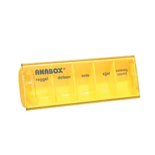 Napi gyógyszeradagoló, 5 rekesz naponta (Anabox), sárga