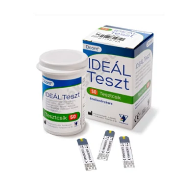 Ideal tesztcsík Dcont Trend, Magor, Monda, Hunor, Nemere, Ideal vércukorszintmérőhöz, 50 db/doboz