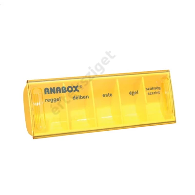 Napi gyógyszeradagoló, 5 rekesz naponta (Anabox), sárga