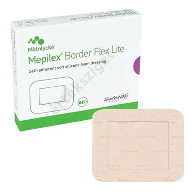 Öntapadó szigetkötszer krónikus és akut sebekre, Mepilex Border Flex Lite 4x5cm